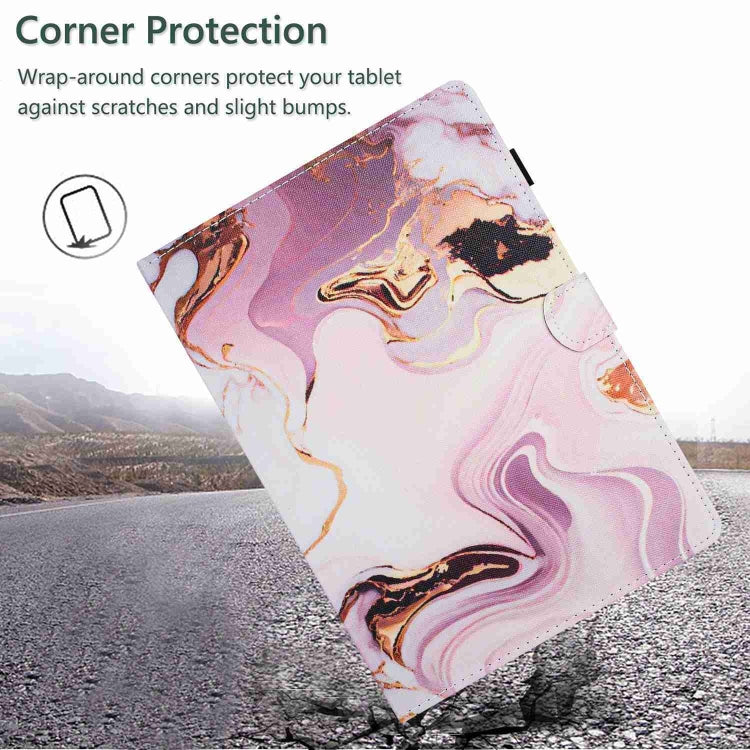 For iPad 2025 / 2022 Marble Pattern Stitching Smart Leather Tablet Case(Gold Pink) - iPad 2025 / 2022 Cases by buy2fix | Online Shopping UK | buy2fix