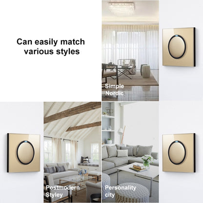 86mm Round LED Tempered Glass Switch Panel, Gold Round Glass, Style:Three Open Dual Control - Consumer Electronics by buy2fix | Online Shopping UK | buy2fix