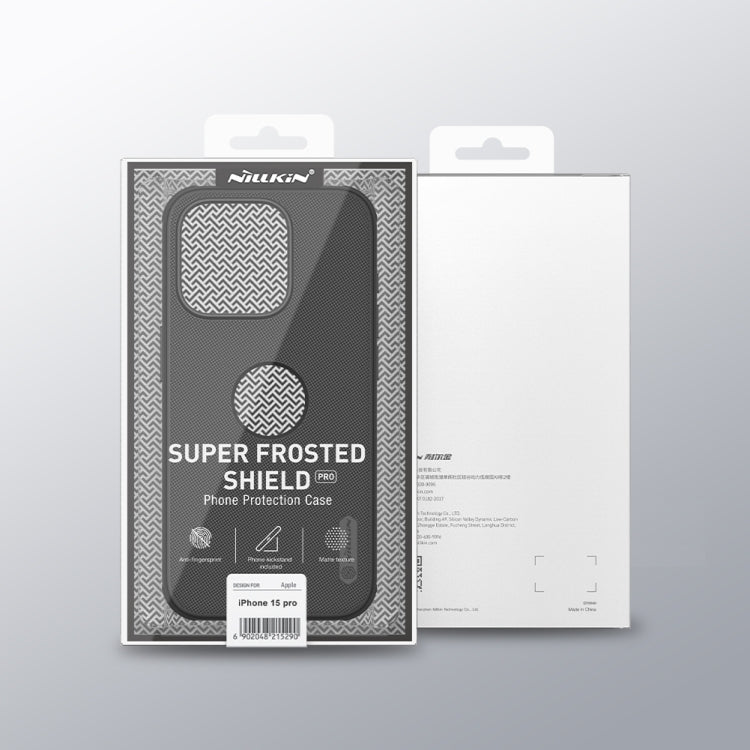 For iPhone 15 Pro Max NILLKIN Super Frosted Shield Pro Phone Protective Case With LOGO Cutout(Grey) - iPhone 15 Pro Max Cases by NILLKIN | Online Shopping UK | buy2fix