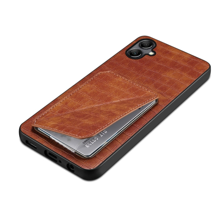 For Samsung Galaxy S23+ 5G Denior Imitation Crocodile Leather Back Phone Case with Holder(Brown) - Galaxy S23+ 5G Cases by Denior | Online Shopping UK | buy2fix