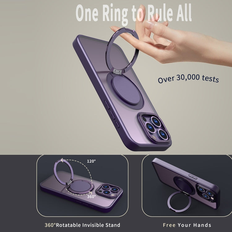 For iPhone 14 Pro Max 360-degree Rotating MagSafe Magnetic Holder Phone Case(Purple) - iPhone 14 Pro Max Cases by buy2fix | Online Shopping UK | buy2fix