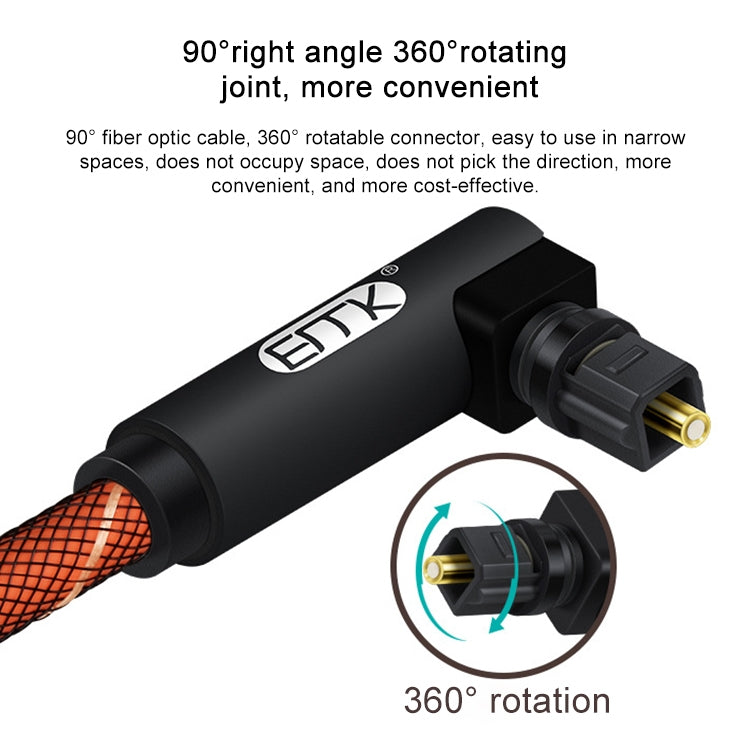 EMK 90 Degree Swivel Adjustable Right Angled 360 Degrees Rotatable Plug Nylon Woven Mesh Optical Audio Cable, Cable Length:1m(Orange) - Audio Optical Cables by EMK | Online Shopping UK | buy2fix