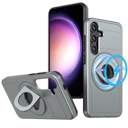 For Samsung Galaxy S24 5G MagSafe Ring Holder Armor Phone Case(Titanium Grey) - Galaxy S24 5G Cases by buy2fix | Online Shopping UK | buy2fix