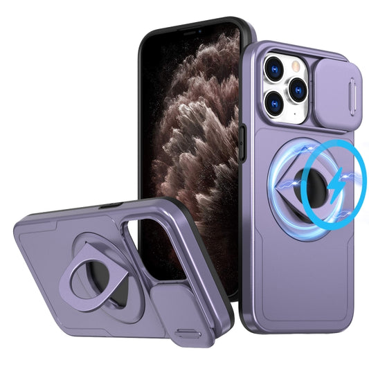 For iPhone 11 Pro Max Camshield MagSafe Ring Holder Armor Phone Case(Purple) - iPhone 11 Pro Max Cases by buy2fix | Online Shopping UK | buy2fix