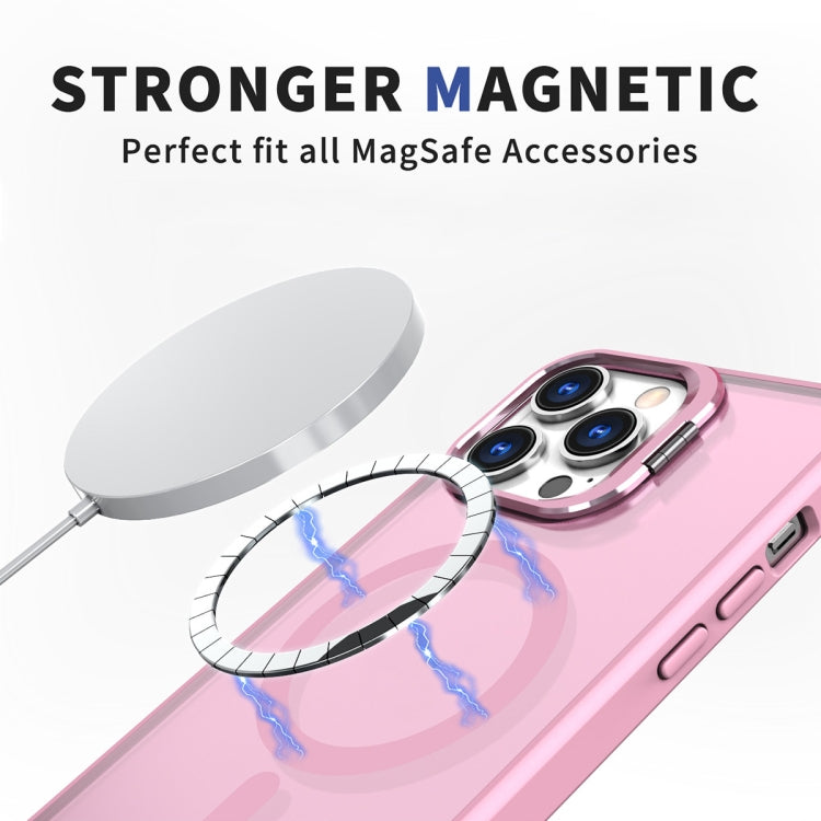 For iPhone 13 Pro Metal Invisible Camera Holder MagSafe Magnetic Phone Case(Pink) - iPhone 13 Pro Cases by buy2fix | Online Shopping UK | buy2fix