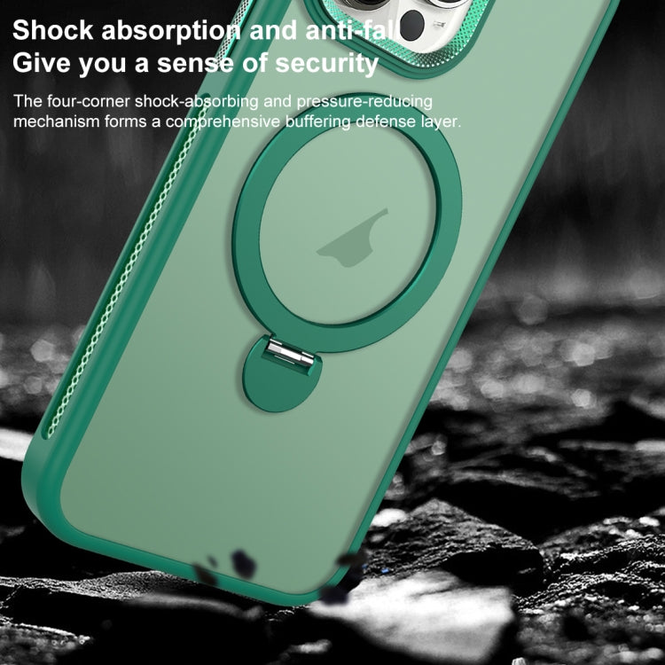 For iPhone 15 Plus MagSafe Magnetic Holder Breathable Phone Case(Green) - iPhone 15 Plus Cases by buy2fix | Online Shopping UK | buy2fix