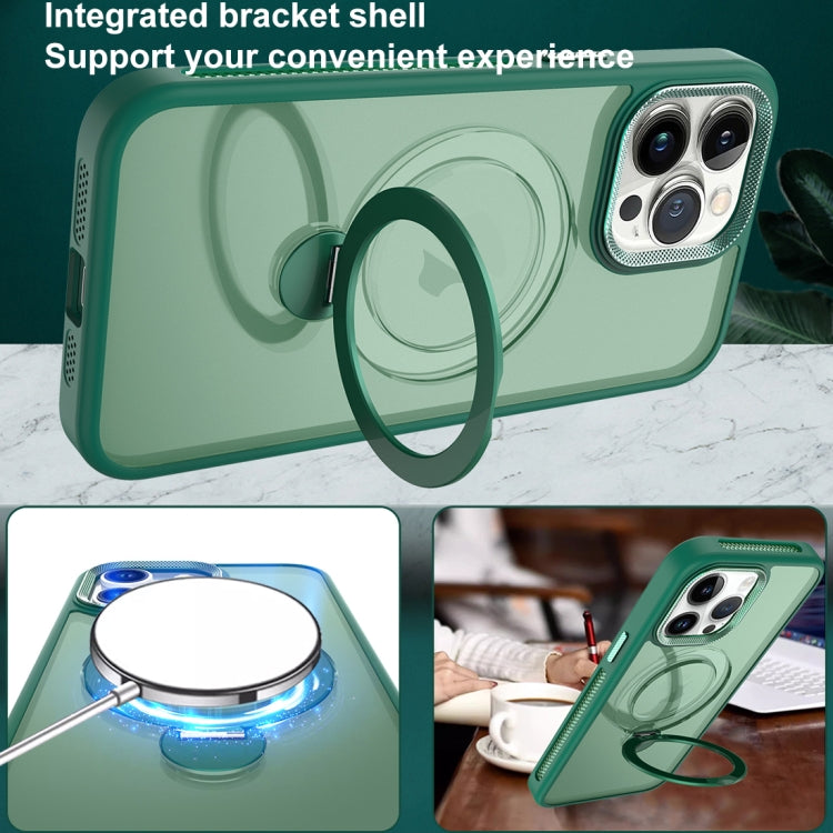 For iPhone 13 Pro MagSafe Magnetic Holder Breathable Phone Case(Green) - iPhone 13 Pro Cases by buy2fix | Online Shopping UK | buy2fix