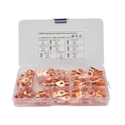 120 PCS Icstation Open Barrel Pure Copper Ring Lug Wire Crimp Terminals Assortment Kit - In Car by buy2fix | Online Shopping UK | buy2fix