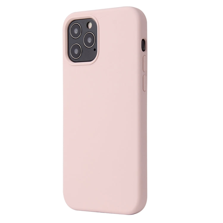 For iPhone 12 / 12 Pro Solid Color Liquid Silicone Shockproof Protective Case(Sand Pink) - iPhone 12 / 12 Pro Cases by buy2fix | Online Shopping UK | buy2fix