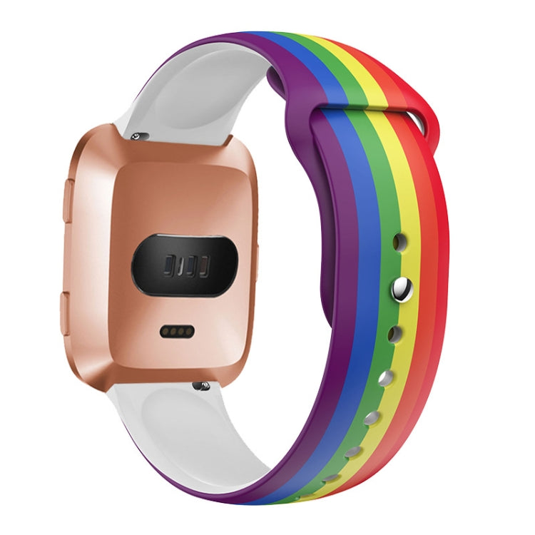 For Fitbit Versa 2 / Lite 22mm Reverse Buckle Printed Silicone Watch Band(Rainbow) - Smart Wear by buy2fix | Online Shopping UK | buy2fix