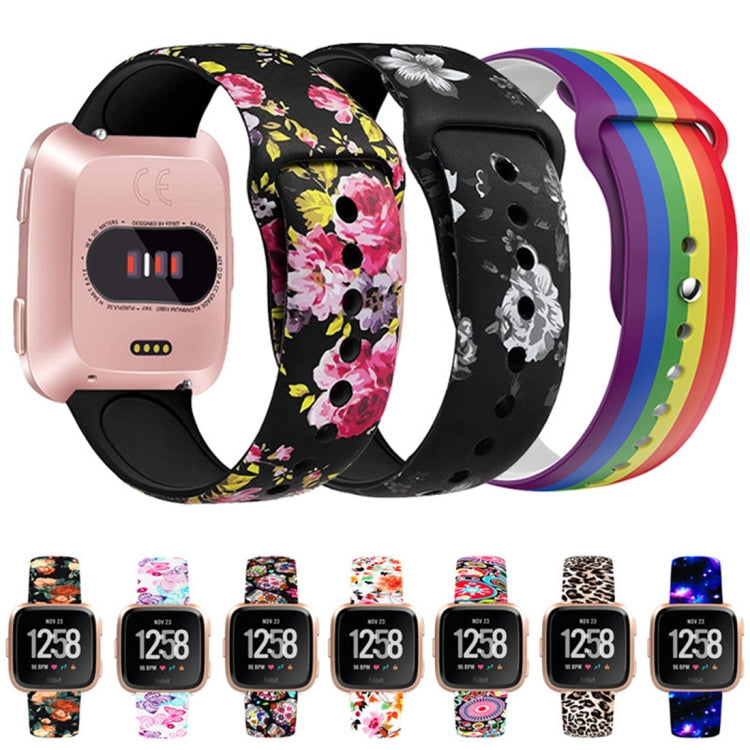 For Fitbit Versa 2 / Lite 22mm Reverse Buckle Printed Silicone Watch Band(Rainbow) - Smart Wear by buy2fix | Online Shopping UK | buy2fix