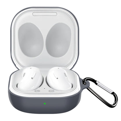 For Samsung Galaxy Buds Live Solid Color Anti-fall Earphone Protective Case with Hook(White) - Samsung Earphone Case by buy2fix | Online Shopping UK | buy2fix