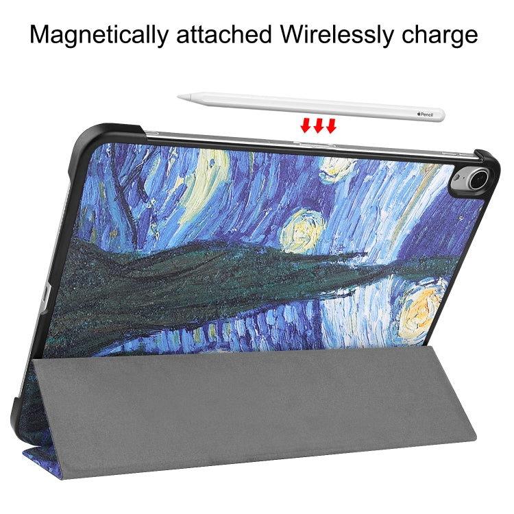 For iPad Air 2022 / 2020 10.9 Colored Drawing Horizontal Flip Leather Case with Three-folding Holder & Sleep / Wake-up Function(Starry Sky) - Apple Accessories by buy2fix | Online Shopping UK | buy2fix