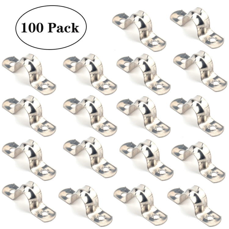 100 PCS M12 304 Stainless Steel Hole Tube Clips U-tube Clamp Connecting Ring Hose Clamp - In Car by buy2fix | Online Shopping UK | buy2fix