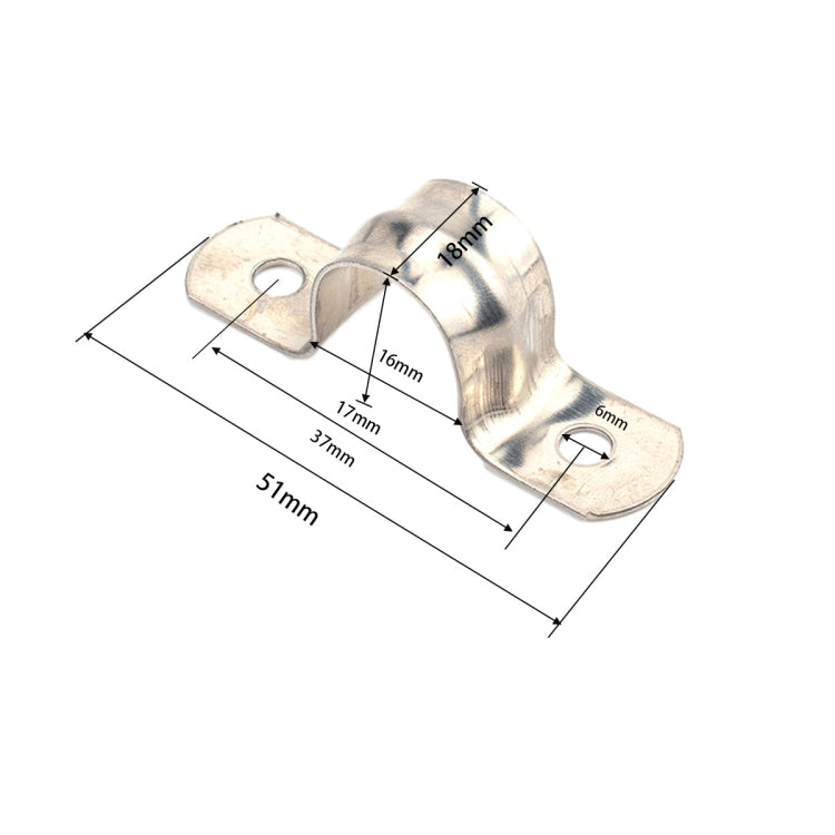 100 PCS M16 304 Stainless Steel Hole Tube Clips U-tube Clamp Connecting Ring Hose Clamp - In Car by buy2fix | Online Shopping UK | buy2fix