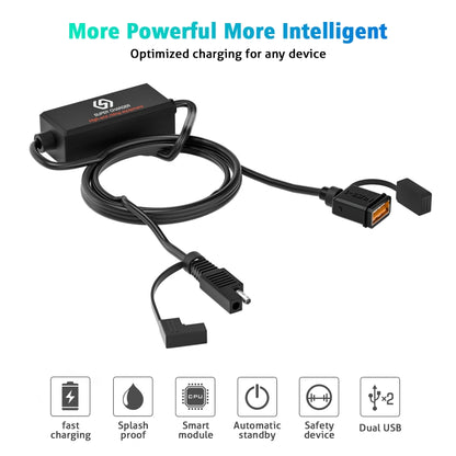WUPP CS-1186B1 Motorcycle SAE Single USB Port Fast Charging Charger - In Car by WUPP | Online Shopping UK | buy2fix