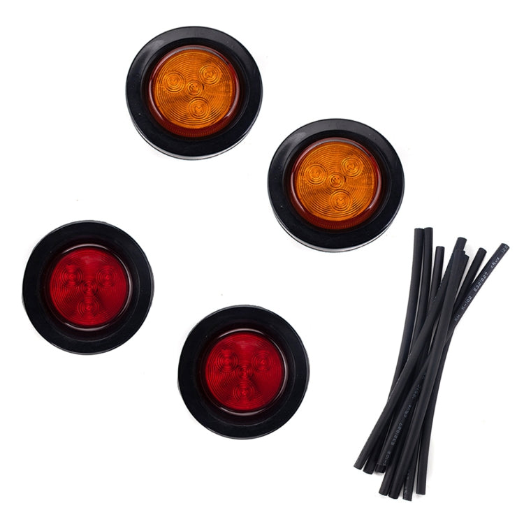 4 PCS Truck Trailer Red & Amber LED 2 inch Round Side Marker Clearance Tail Light Kits with Heat Shrink Tube - Fog / Driving Lights by buy2fix | Online Shopping UK | buy2fix