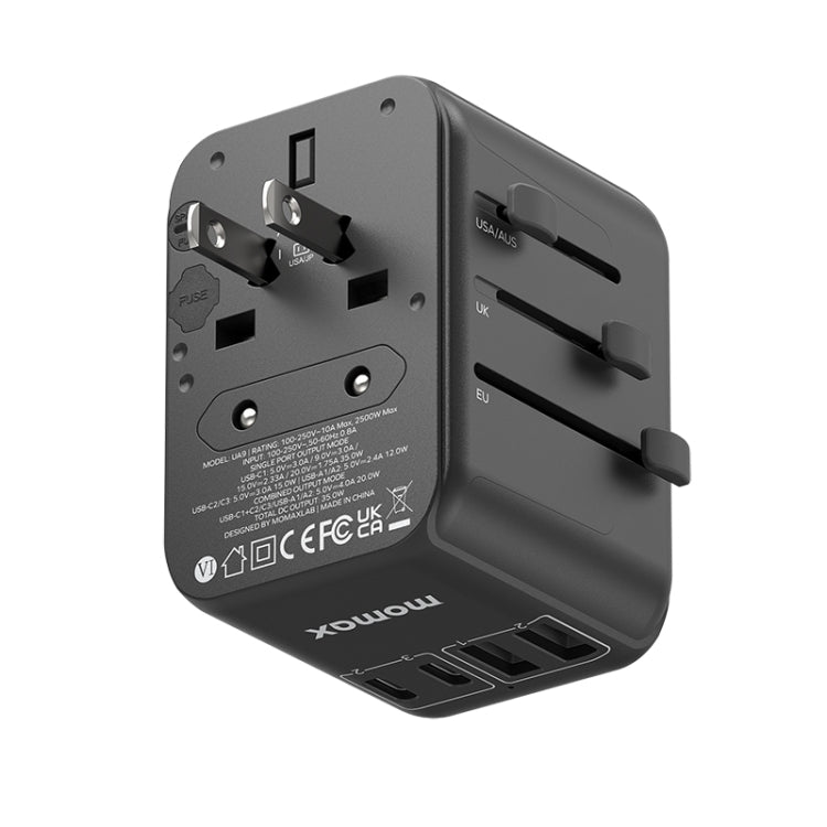 MOMAX 1-World UA9 PD 35W Fast Charger Power Adapter(Black) -  by MOMAX | Online Shopping UK | buy2fix