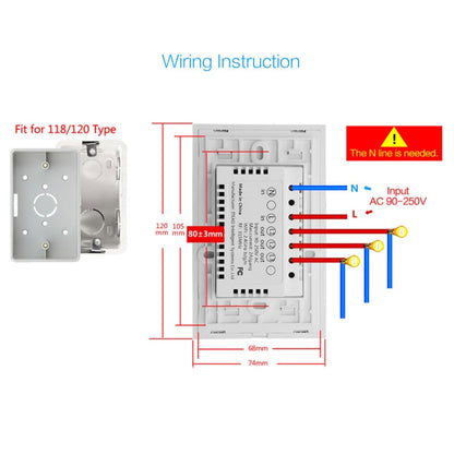 WS-US-01 EWeLink APP & Touch Control 2A 1 Gang Tempered Glass Panel Smart Wall Switch, AC 90V-250V, US Plug - Consumer Electronics by buy2fix | Online Shopping UK | buy2fix