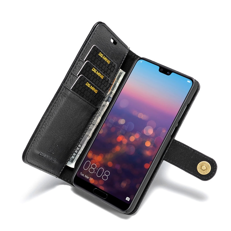 Crazy Horse Texture Flip Detachable Magnetic Leather Case for Huawei P20 Pro, with Holder & Card Slots & Wallet(Black) - Huawei Cases by DG.MING | Online Shopping UK | buy2fix