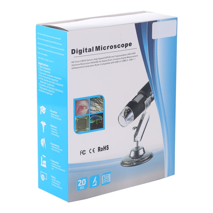 USB Magnifier HD 0.3MP Image Sensor 2560x1920P USB Digital Microscope with 8 LED & Professional Stand - Consumer Electronics by buy2fix | Online Shopping UK | buy2fix