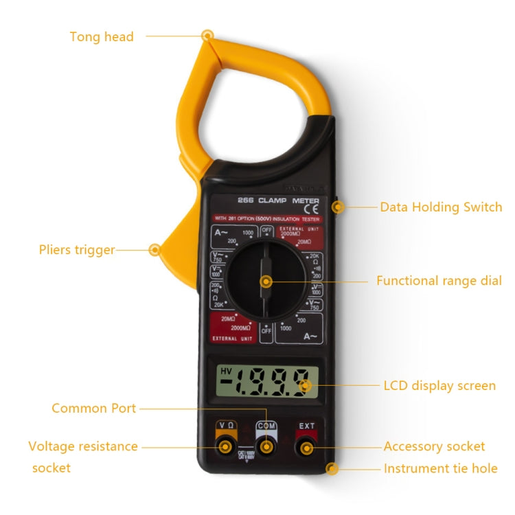 ANENG 266X Automatic High-Precision Clamp Multimeter with Buzzer (Yellow) - Consumer Electronics by ANENG | Online Shopping UK | buy2fix