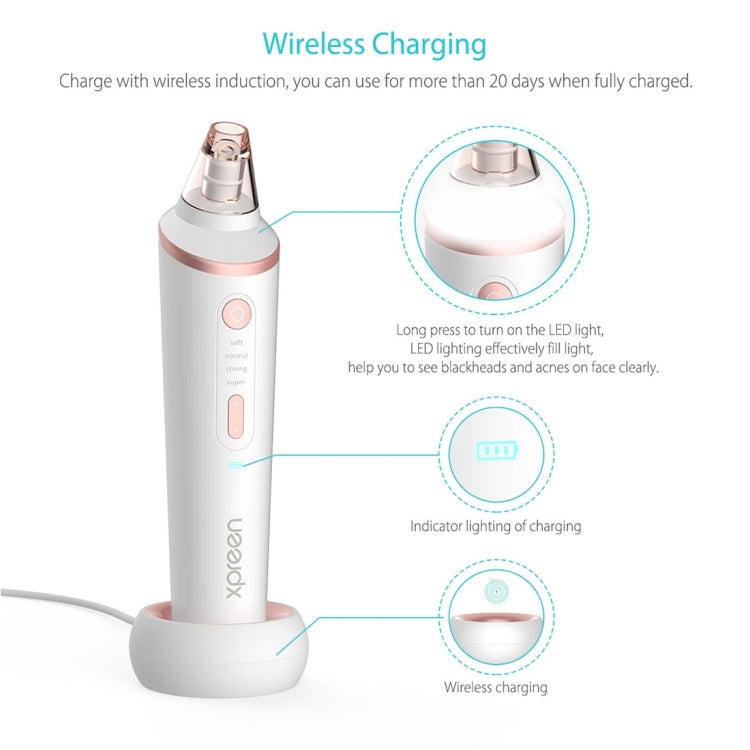 XPREEN XPRE037 Wireless Charging  Multi-function Blackhead Extractor Pore Cleanser with Four Probes & LED Lighting Function(White) - Beauty Instrument by Xpreen | Online Shopping UK | buy2fix