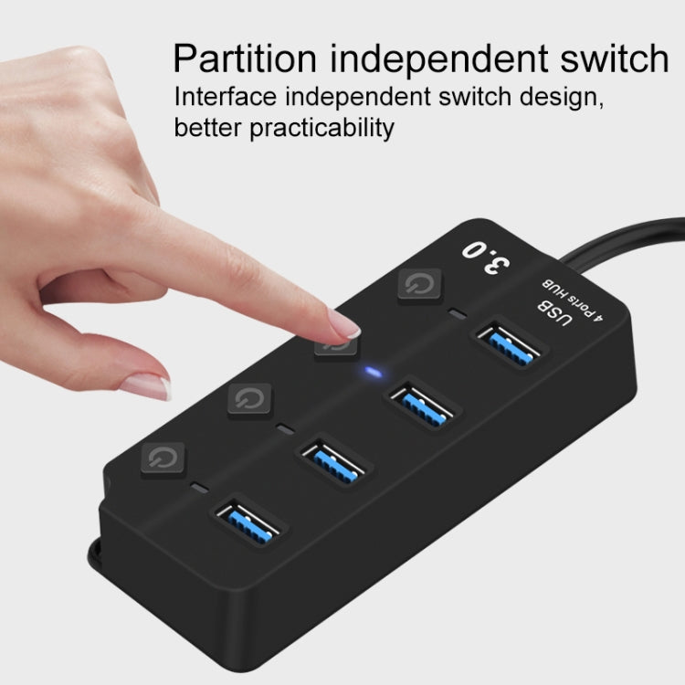 Onten 5301 USB 3.0 Male to 4 USB 2.0 Female Splitter Extender with Independent Switch - USB 2.0 HUB by Onten | Online Shopping UK | buy2fix