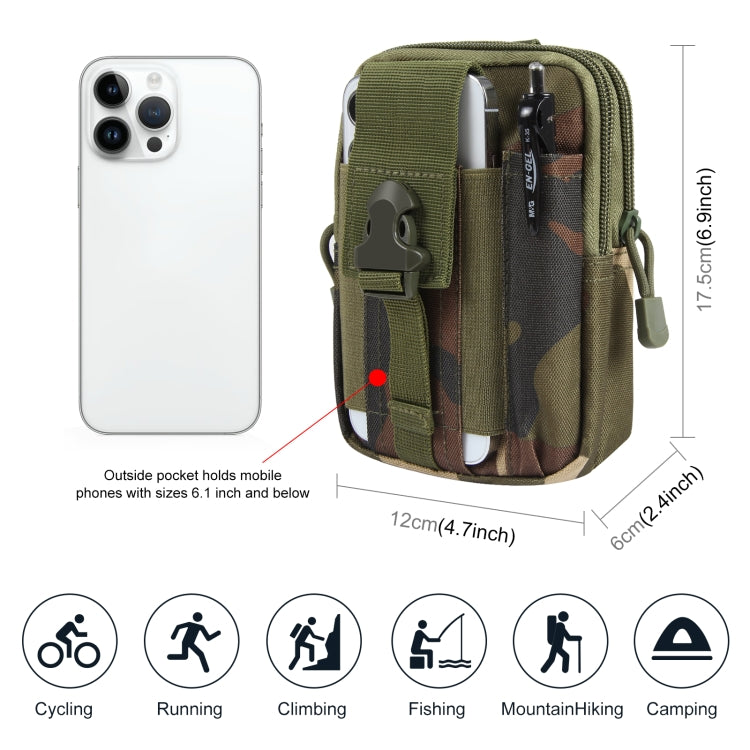 HAWEEL Hiking Belt Waist Bag Outdoor Sport Motorcycle Bag 7.0 inch Phone Pouch (Jungle Camouflage) - Waist Bags by HAWEEL | Online Shopping UK | buy2fix