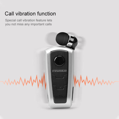 Fineblue F910 CSR4.1 Retractable Cable Caller Vibration Reminder Anti-theft Bluetooth Headset(Silver) - Bluetooth Earphone by Fineblue | Online Shopping UK | buy2fix