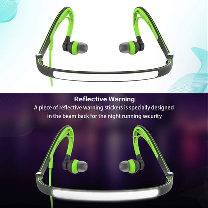 Mucro ML233 Foldable Wired Running Sports Headphones Night Neckband In-Ear Stereo Earphones, Cable Length: 1.2m(Green) - Sport Earphone by Mucro | Online Shopping UK | buy2fix