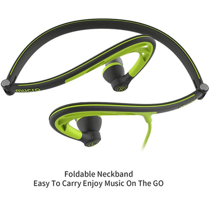 Mucro ML233 Foldable Wired Running Sports Headphones Night Neckband In-Ear Stereo Earphones, Cable Length: 1.2m(Green) - Sport Earphone by Mucro | Online Shopping UK | buy2fix