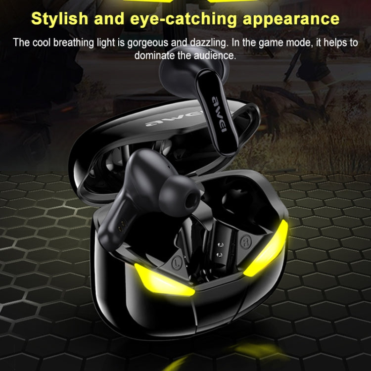 awei T35 Bluetooth V5.0 Ture Wireless Sports Game Dual Mode IPX5 Waterproof TWS Headset with Charging Case (Black) - TWS Earphone by awei | Online Shopping UK | buy2fix