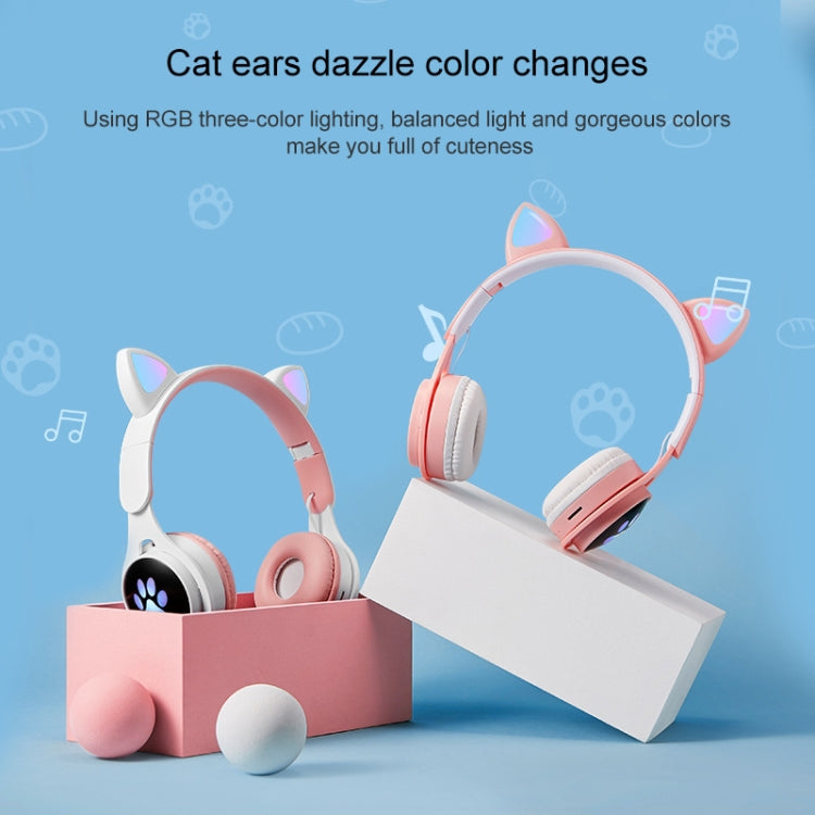 B30 Cat Paw Cat Ears Colorful Luminous Foldable Bluetooth Headset with 3.5mm Jack & TF Card Slot(Pink) - Headset & Headphone by buy2fix | Online Shopping UK | buy2fix