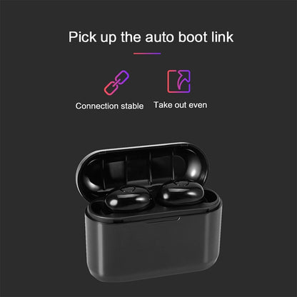 DT-4 IPX Waterproof Bluetooth 5.0 Wireless Bluetooth Earphone with 350mAh Magnetic Charging Box, Support for Calling(Black) - Bluetooth Earphone by buy2fix | Online Shopping UK | buy2fix