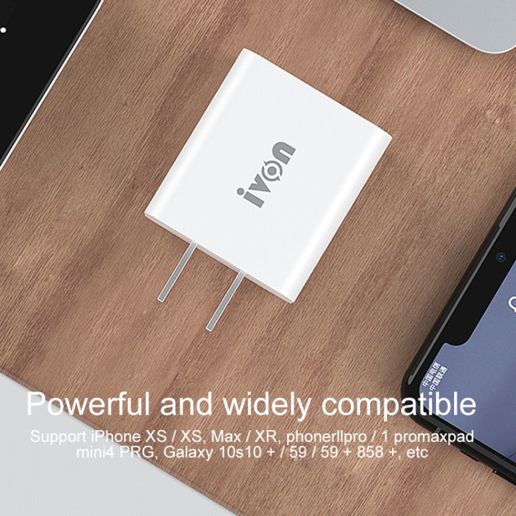 IVON AD48 18W PD Fast Charger + USB-C / Type-C to 8 Pin Data Cable Set, US Plug - Apple Accessories by IVON | Online Shopping UK | buy2fix