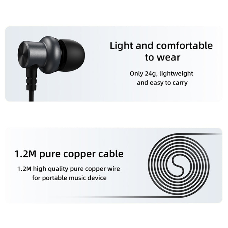 JOYROOM JR-EL115 Metal In-ear Wired Control Earphone (Silver) - In Ear Wired Earphone by JOYROOM | Online Shopping UK | buy2fix