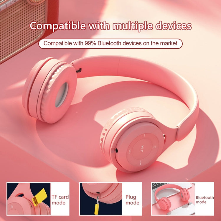 Y08 Hifi Sound Quality Macaron Bluetooth Headset, Supports Calling & TF Card & 3.5mm AUX (Pink) - Headset & Headphone by buy2fix | Online Shopping UK | buy2fix