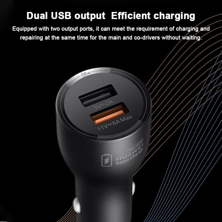 Original Huawei P0006 Dual USB Interface Super Fast Charging Car Charger (Max 66W) (Black) - In Car by Huawei | Online Shopping UK | buy2fix