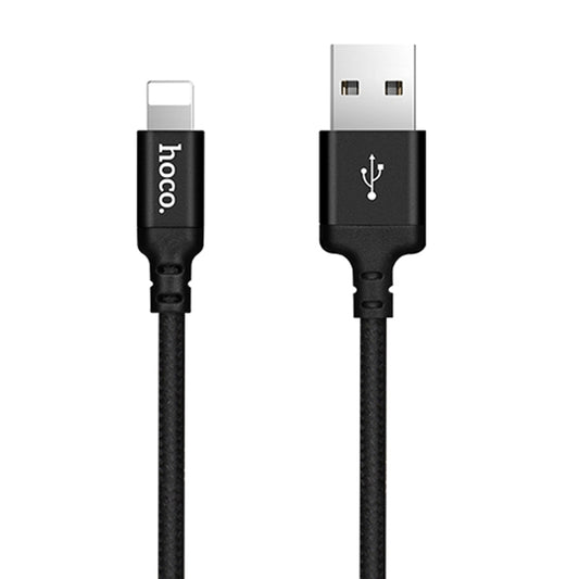 hoco X14 1m Nylon Braided Aluminium Alloy USB to 8 Pin Data Sync Charging Cable(Black) - Normal Style Cable by hoco | Online Shopping UK | buy2fix