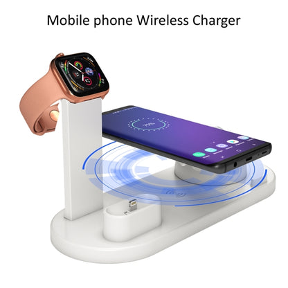 HQ-UD15 5 in 1 8 Pin + Micro USB + USB-C / Type-C Interfaces + 8 Pin Earphone Charging Interface + Wireless Charging Charger Base with Watch Stand (White) - Multifunction Charger by buy2fix | Online Shopping UK | buy2fix