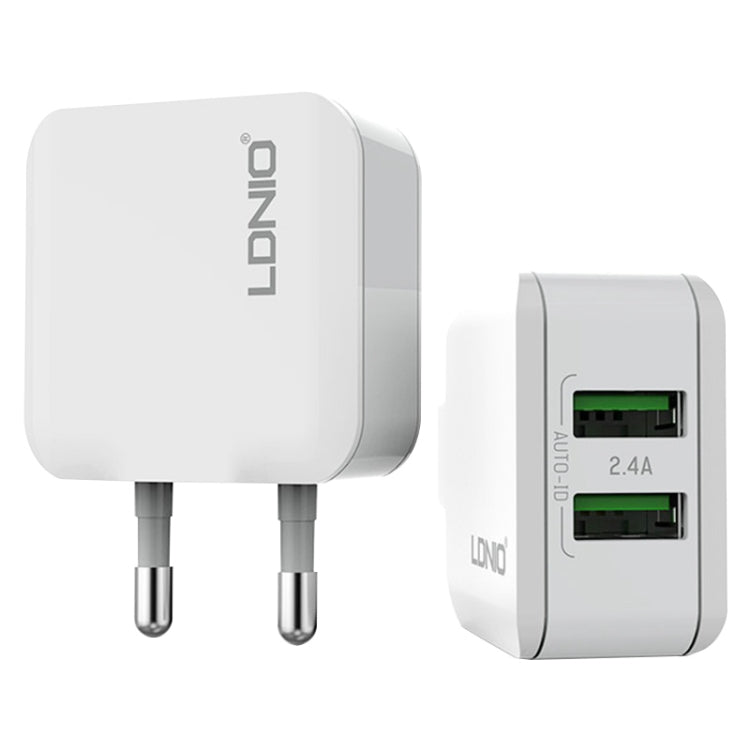 LDNIO A2201 2.4A Dual USB Charging Head Travel Direct Charge Mobile Phone Adapter Charger With Micro Data Cable(EU Plug) - USB Charger by LDNIO | Online Shopping UK | buy2fix