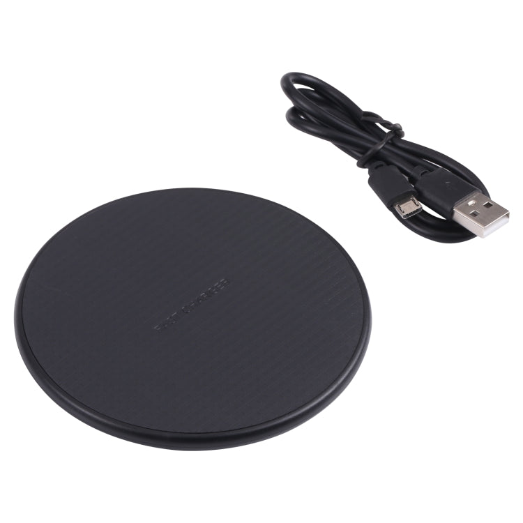 10W QI Plaid Pattern Round Plastic Wireless Charger (Black) - Apple Accessories by buy2fix | Online Shopping UK | buy2fix