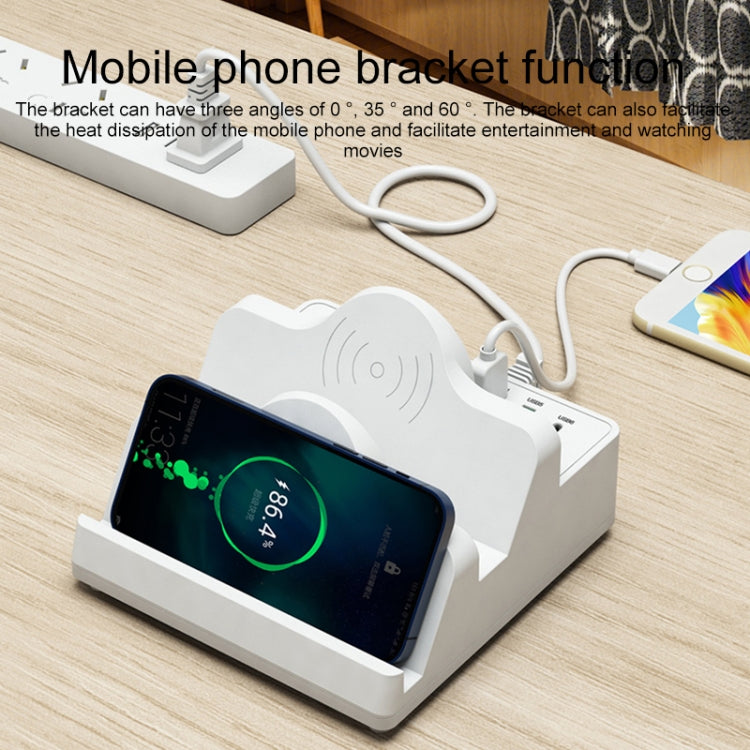 F6 Multifunctional Dual Wireless Charger with Phone Holder & Current Display, UK Plug - Apple Accessories by buy2fix | Online Shopping UK | buy2fix