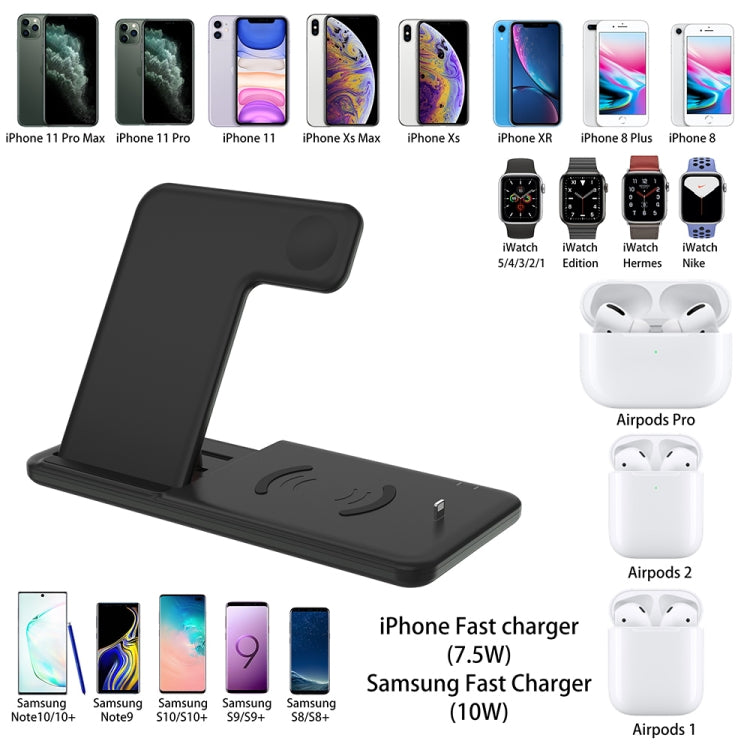 Q20 4 In 1 Wireless Charger Charging Holder Stand Station For iPhone / Apple Watch / AirPods, Support Dual Phones Charging (Black) - Apple Accessories by buy2fix | Online Shopping UK | buy2fix