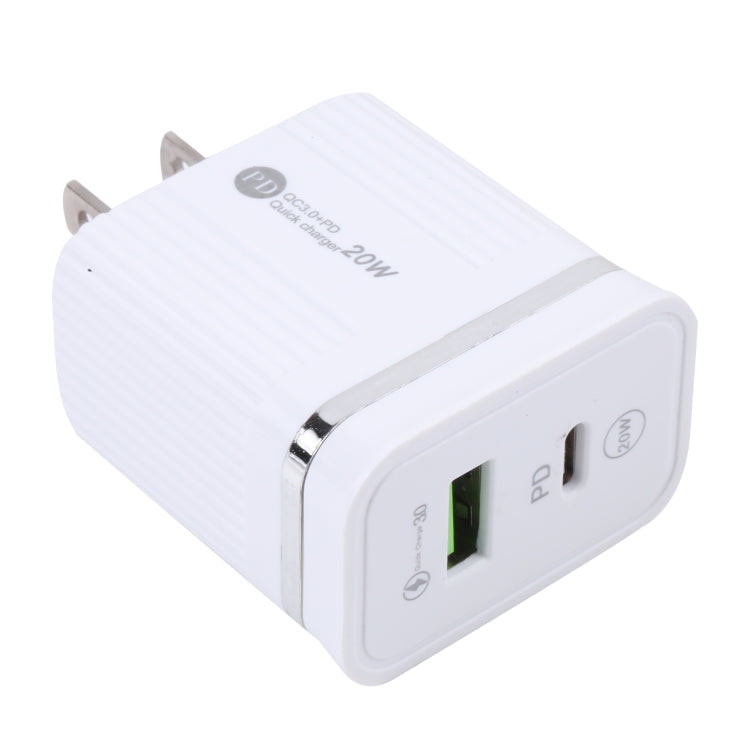 46-A2C2 20W PD + QC3.0 USB Multifunction Fast Charger,US Plug(White) - Apple Accessories by buy2fix | Online Shopping UK | buy2fix