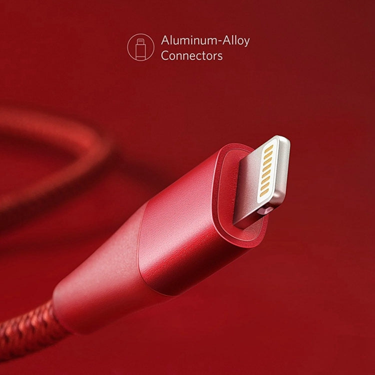 ANKER A8452 Powerline+ II USB to 8 Pin Apple MFI Certificated Nylon Pullable Carts Charging Data Cable, Length: 0.9m(Red) - Apple Accessories by ANKER | Online Shopping UK | buy2fix