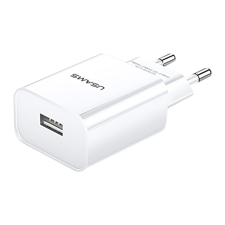 USAMS US-CC075 T18 2.1A Single USB Travel Charger, EU Plug (White) - USB Charger by USAMS | Online Shopping UK | buy2fix