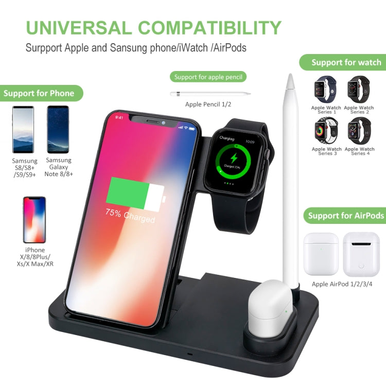 W30 QI Vertical Wireless Charger for Mobile Phones & Apple Watches & AirPods & Apple Pencil, with Adjustable Phone Stand (Black) - Apple Accessories by buy2fix | Online Shopping UK | buy2fix