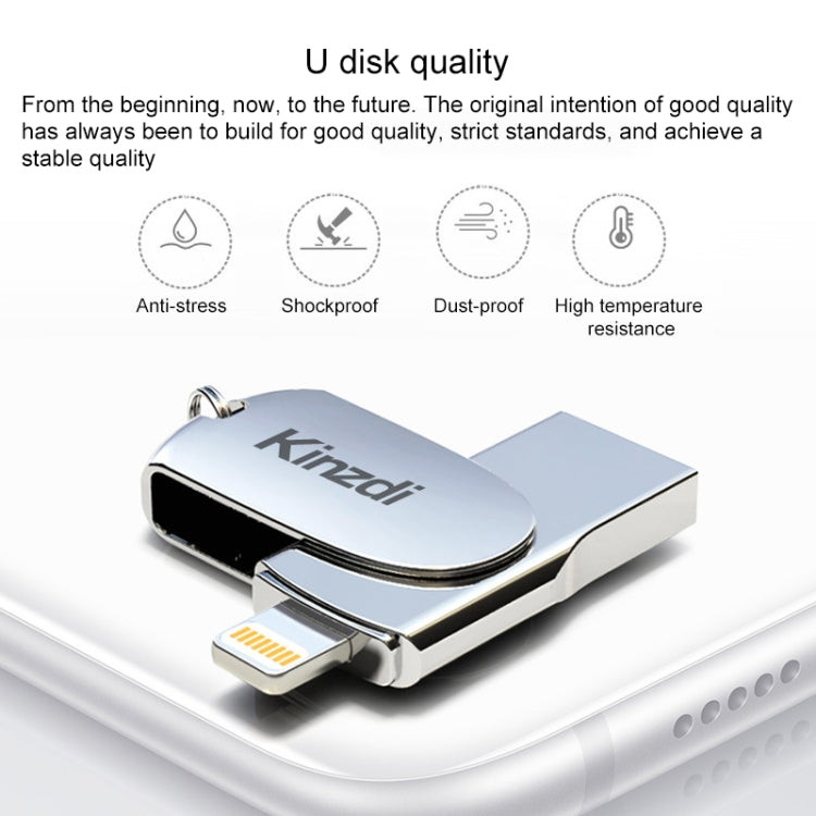 Kinzdi 32GB USB + 8 Pin Interface Metal Twister Flash U Disk (Silver) - USB Flash Drives by Kinzdi | Online Shopping UK | buy2fix